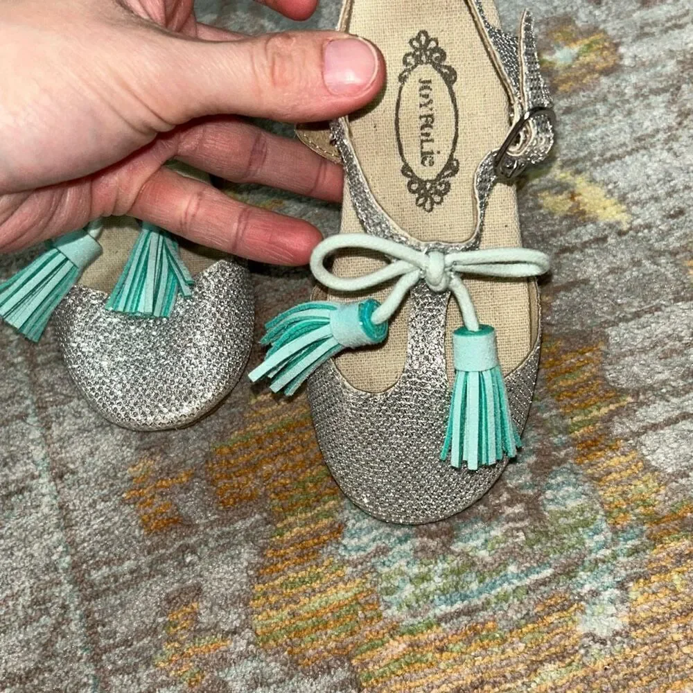 Joyfolie glitter bow tassel flats sz 8 toddler